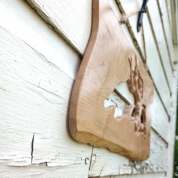 Hand Carved Wood Lake Superior Wall Hanging with Tree - Picture 2 of 6